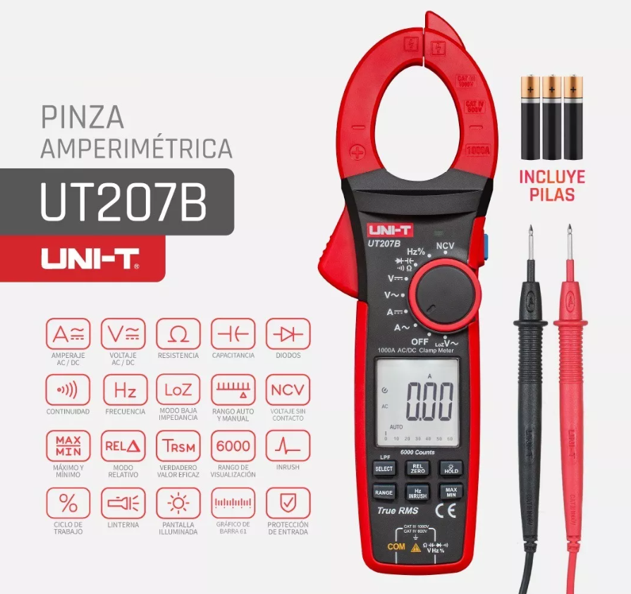 PINZA AMPERIMETRICA MARCA UNI-T UT207B - Imagen 4