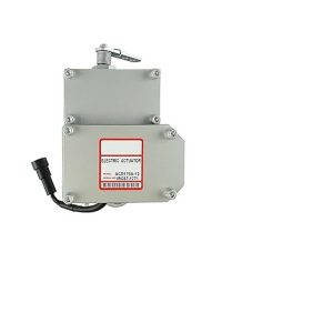 Actuador de tipo lineal. El cuerpo cilíndrico de aleación de aluminio tiene terminales de conexión eléctrica gruesos para manejar 175 A. El vástago de acero pulido está en posición de reposo, listo para extenderse y generar una fuerza de más de 20 kilonewtons